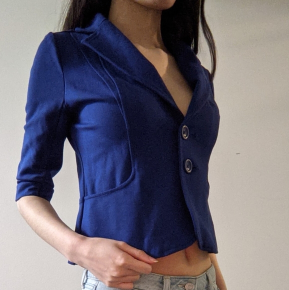 2/$25 Blue crop blazer - Picture 2 of 6